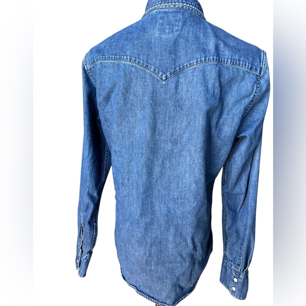 Levi’s Western Denim Shirt Slim Fit Snap Front Medium Wash Size M - Picture 6 of 7